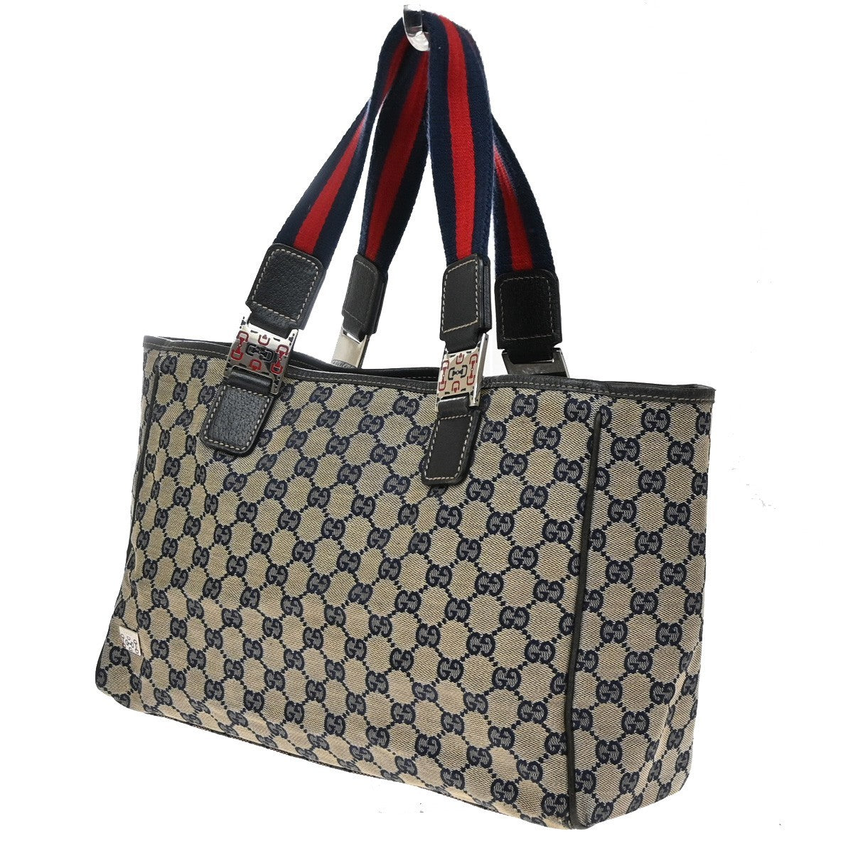 Gucci Web Handle Buckle Gg Canvas Beige Canvas Tote Bag Bag (Pre-Owned)