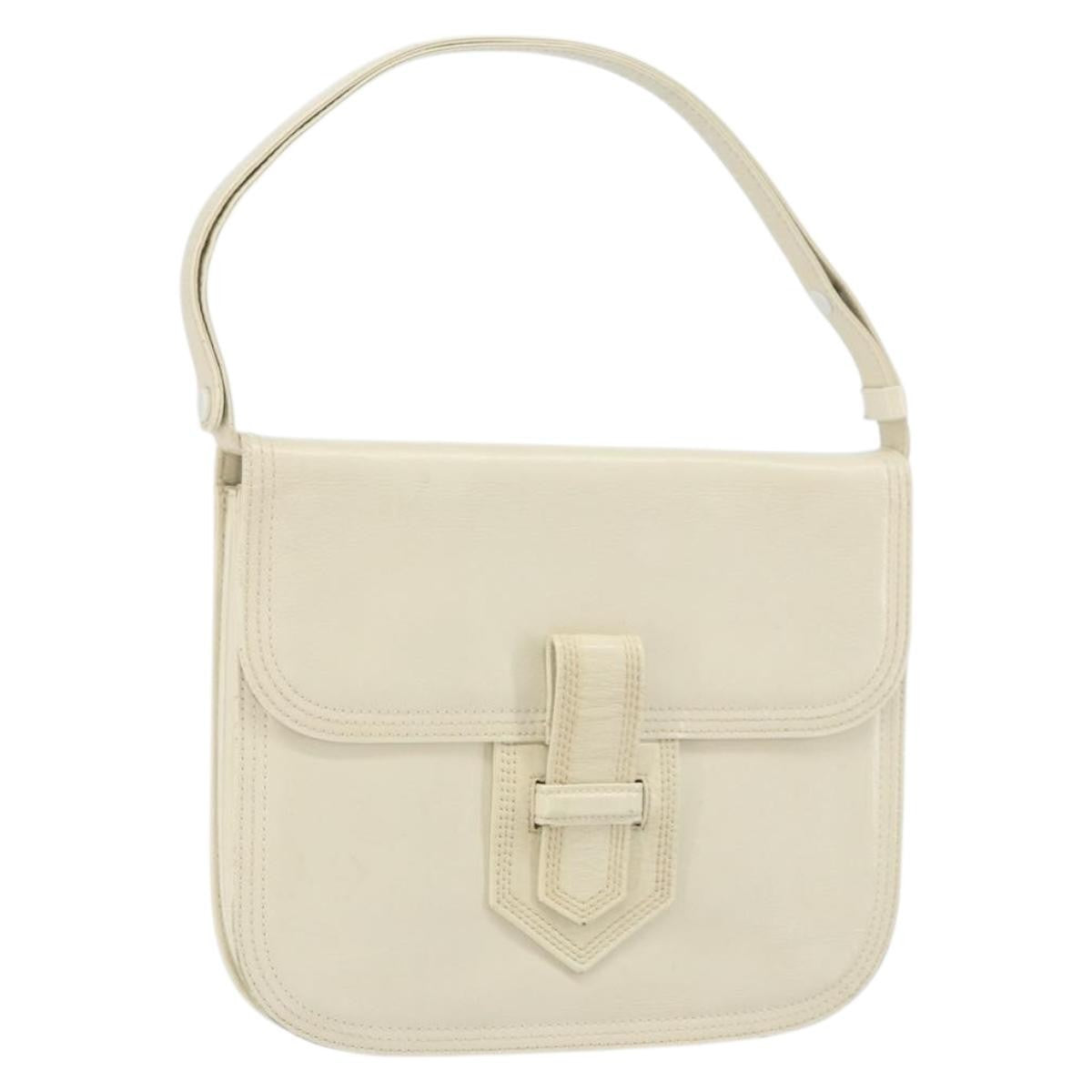 Saint Laurent Vintage Leather White Leather Shoulder Bag Bag (Pre-Owned)