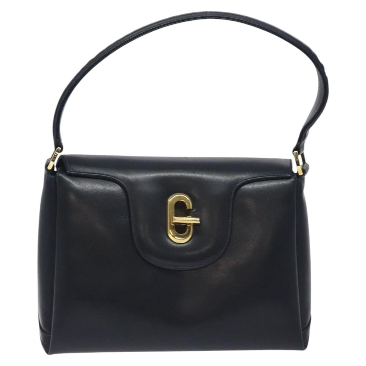 Gucci Vintage Leather Navy Leather Handbag (Pre-Owned)