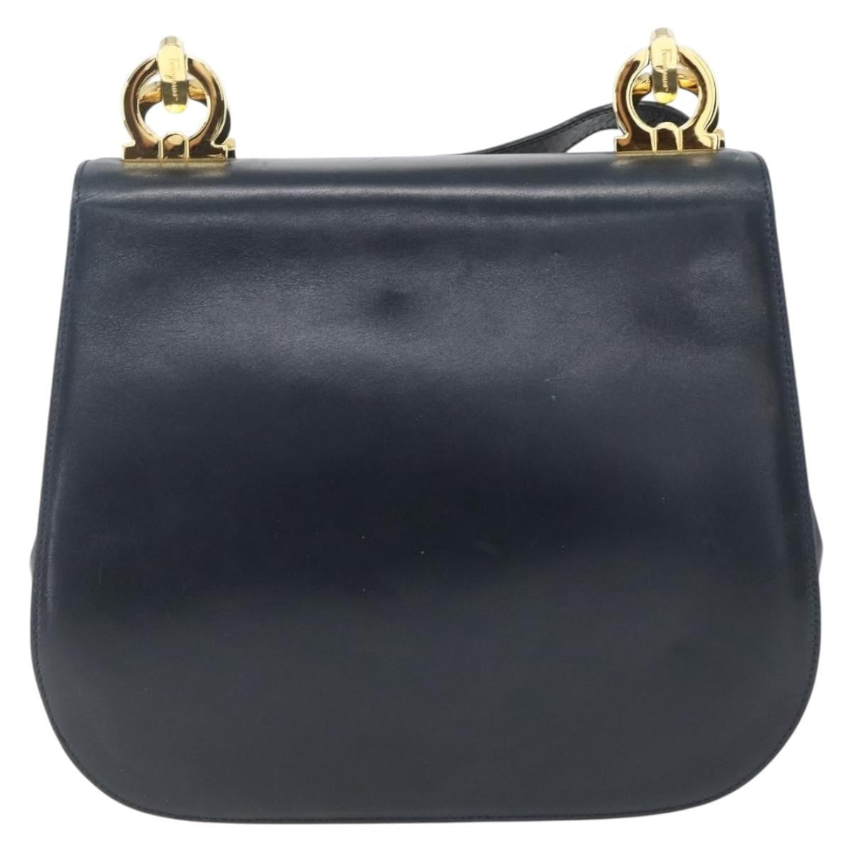 Salvatore Ferragamo Gancini Leather Navy Leather Shoulder Bag Bag (Pre-Owned)
