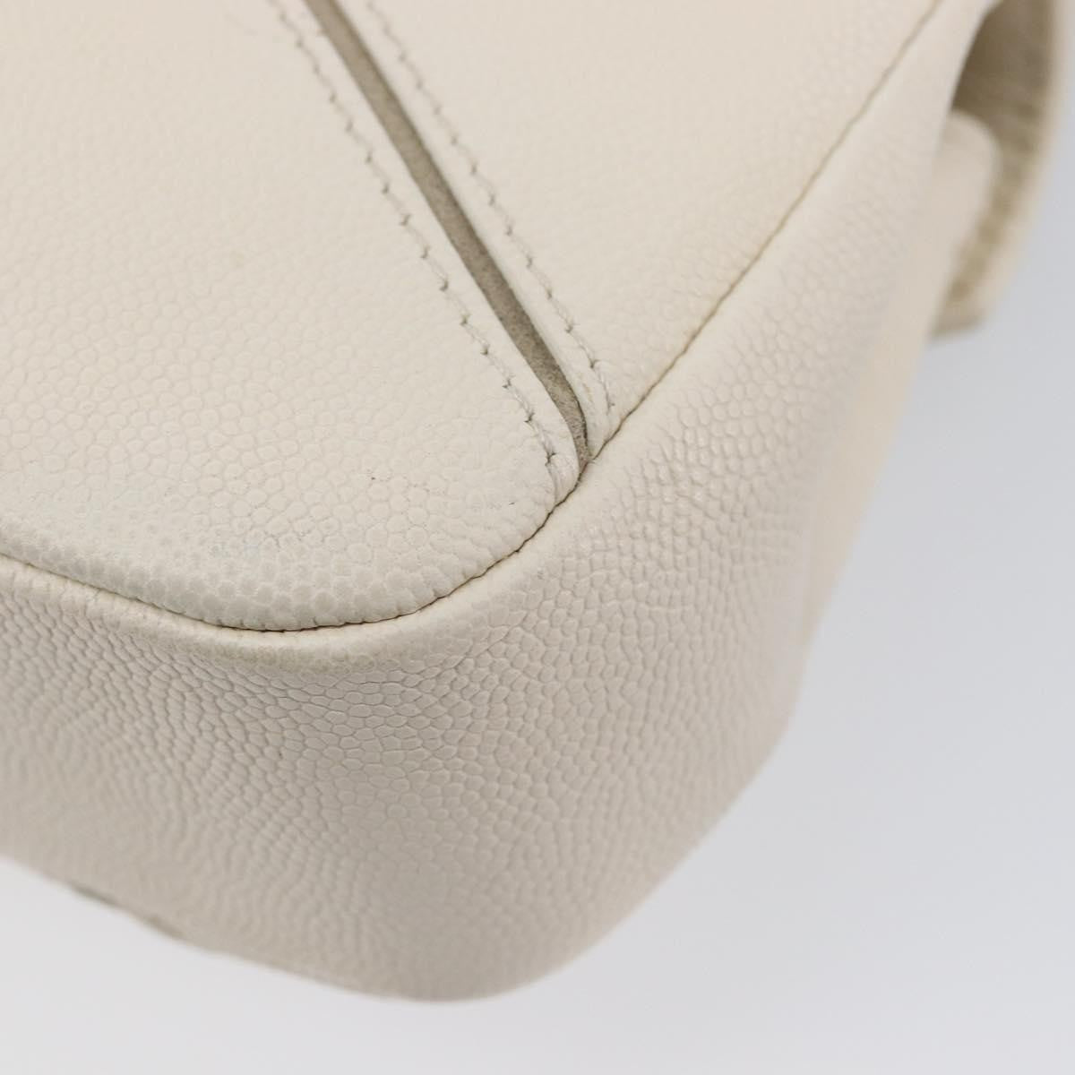 Chanel Macro Flap Chevron Caviar White Calfskin Shoulder Bag Bag (Pre-Owned)