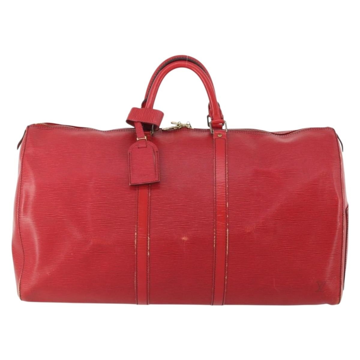 Louis Vuitton Keepall Epi Leather Red Leather Travel Bag Bag (Pre-Owned)