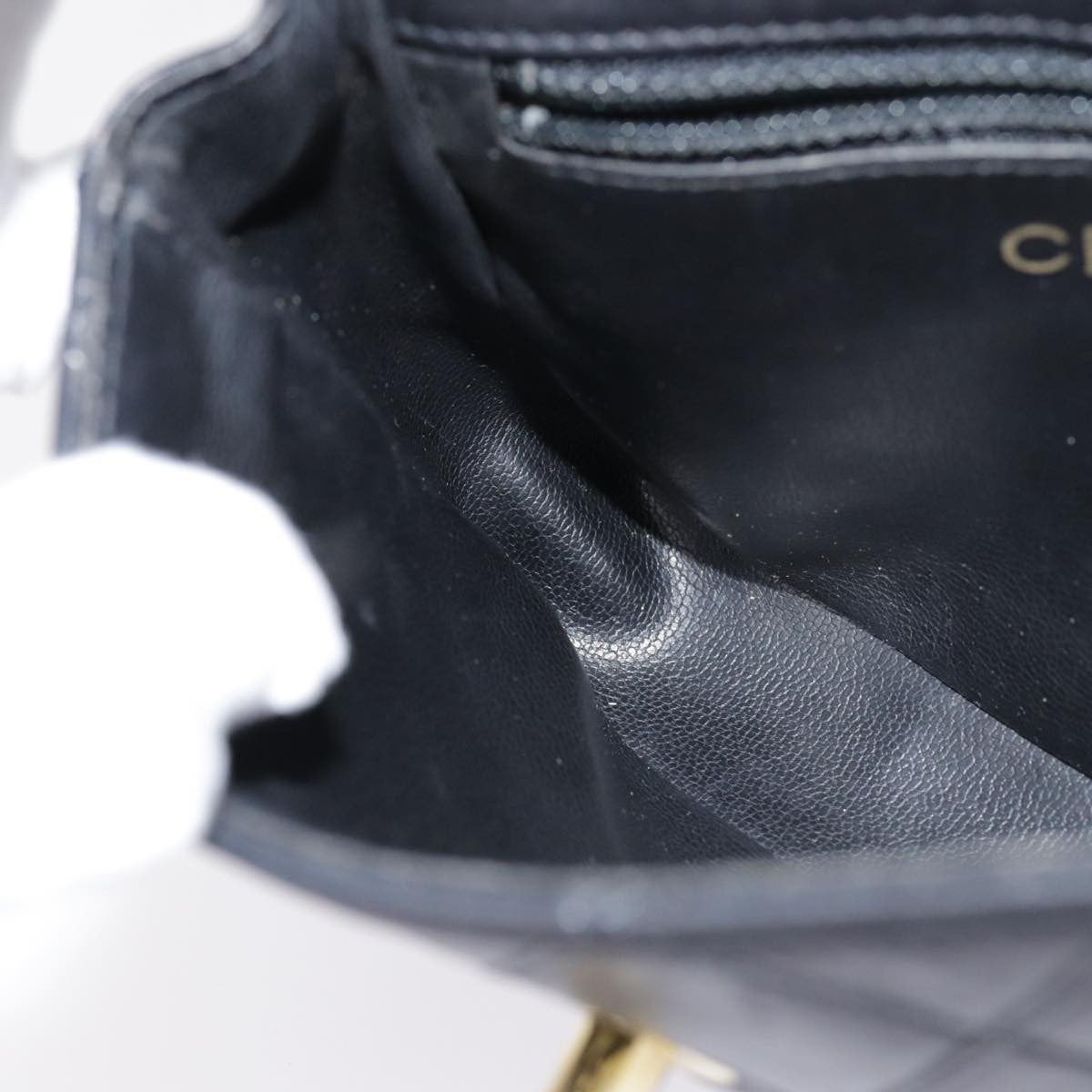 Chanel Vintage Flap Belt Quilted Leather Black Leather Clutche & Pouche Bag (Pre-Owned)