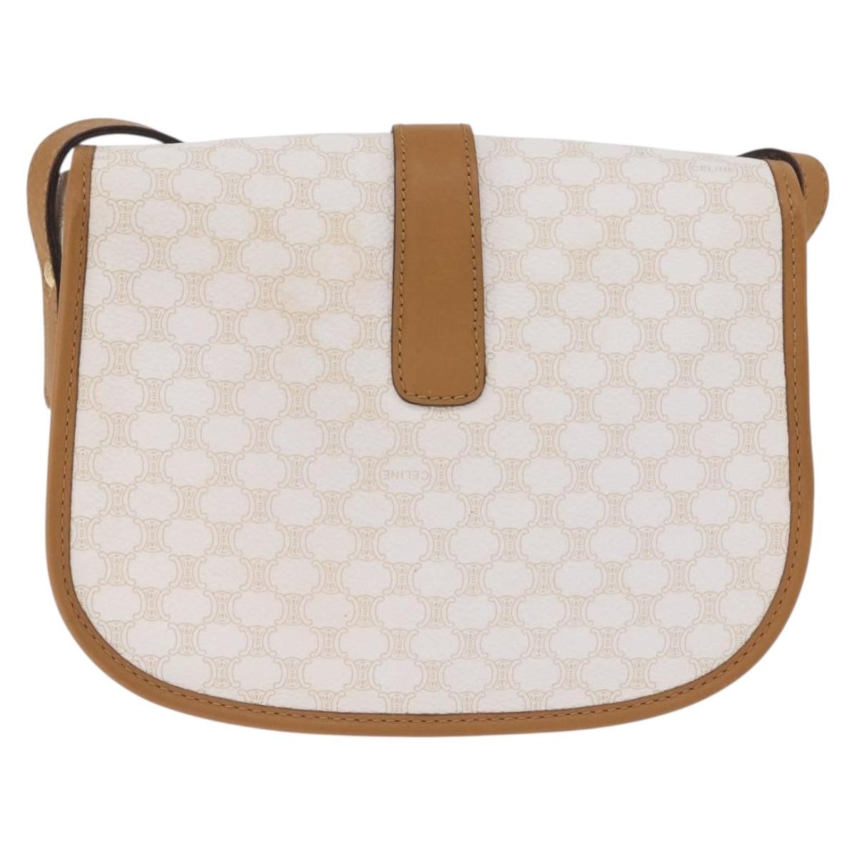Celine Macadam Shoulder Canvas White Canvas Crossbody Bag Bag (Pre-Owned)