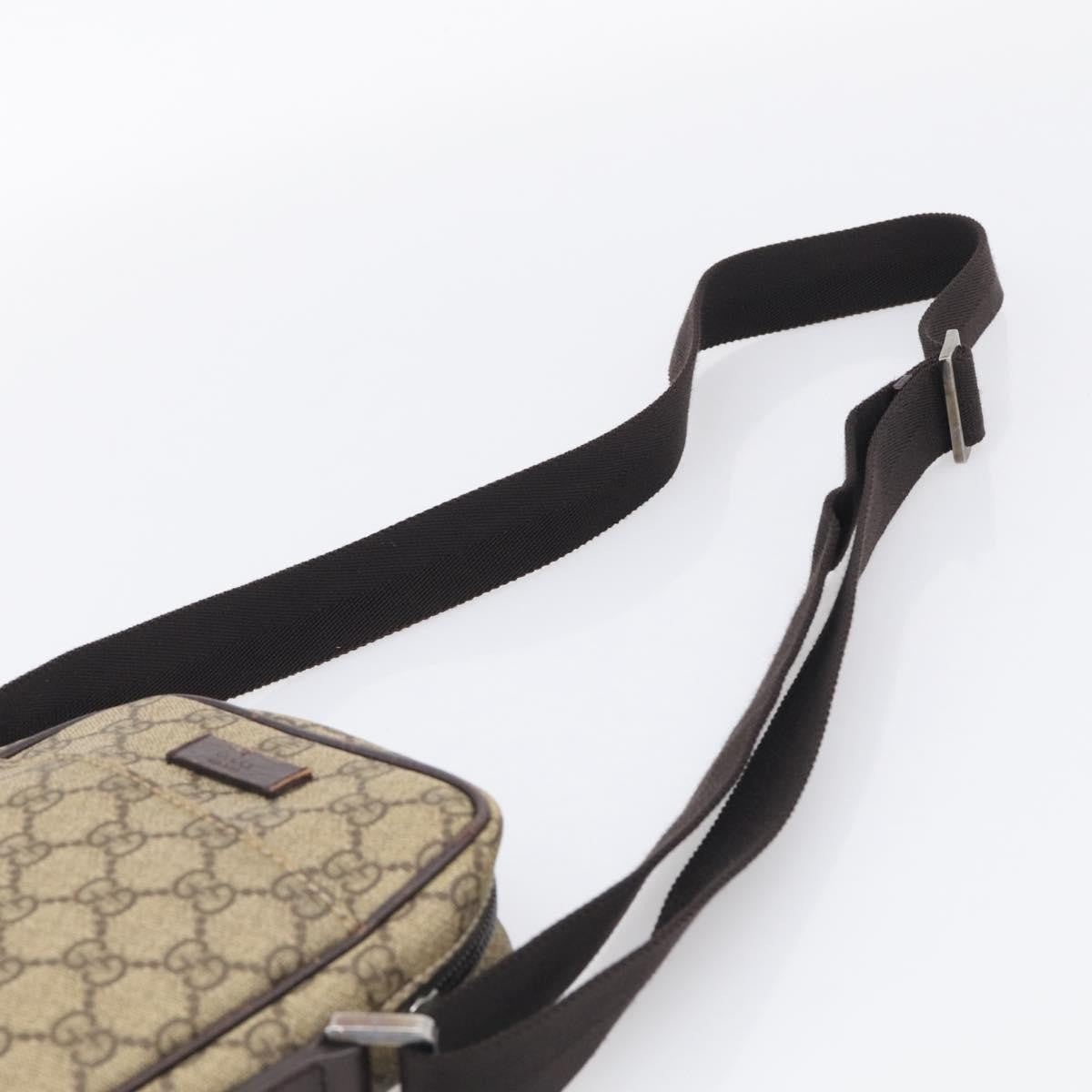Gucci Vintage Front Pocket Flat Messenger Gg Canvas And Leather Beige Canvas Shoulder Bag Bag (Pre-Owned)
