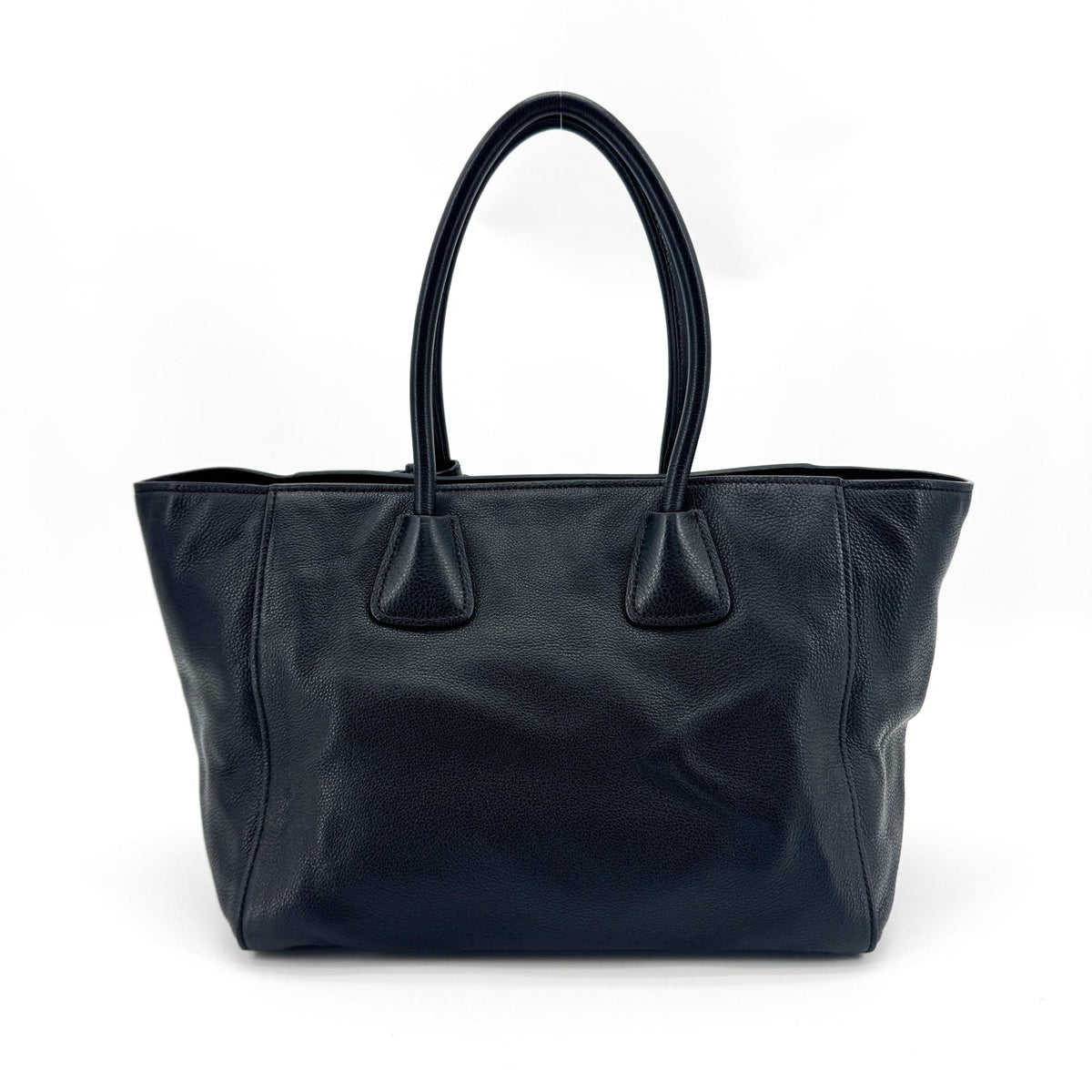 Prada Front Pocket Wing Convertible Vitello Phenix Black Leather Tote Bag Bag (Pre-Owned)