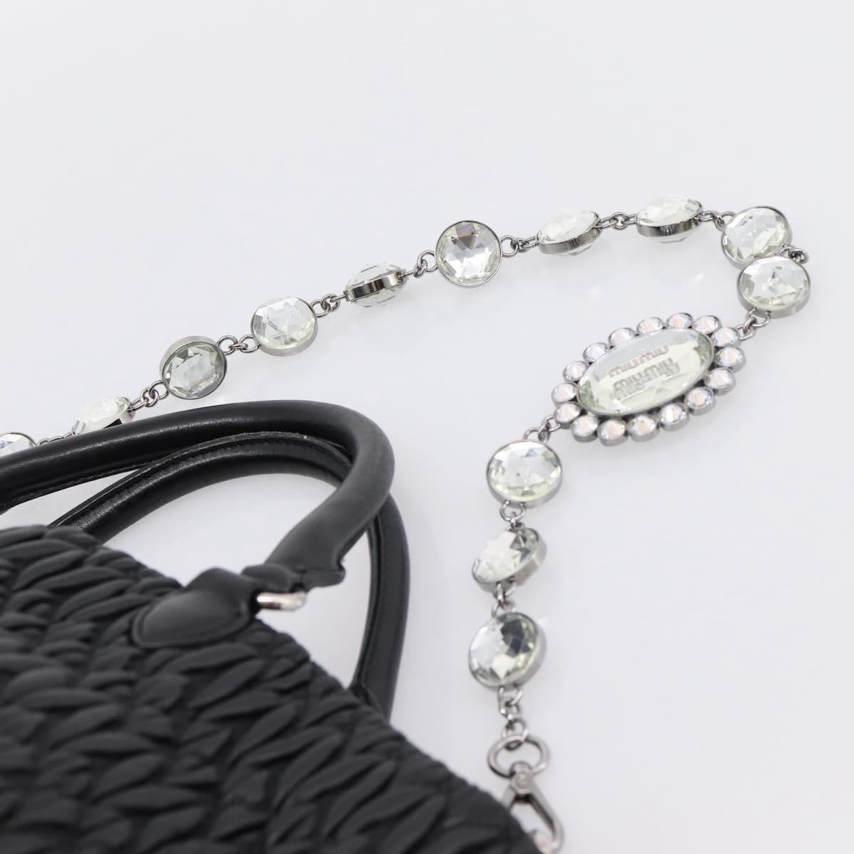 Miu Miu Shopper Tote Matelasse Leather Black Leather Handbag (Pre-Owned)
