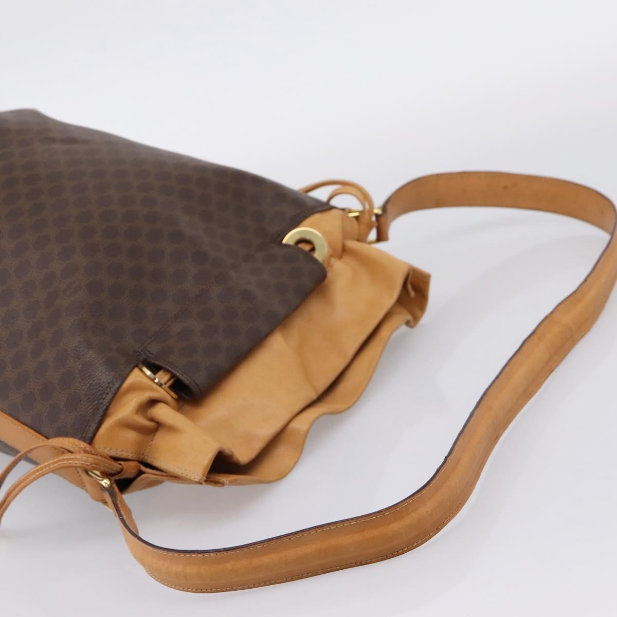 Celine Vintage Macadam Canvas And Leather Brown Canvas Shoulder Bag Bag (Pre-Owned)