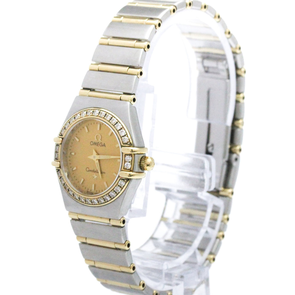 Omega Constellation Quartz Stainless Steel And Rose Gold With Diamond Bezel Watch (Pre-Owned)