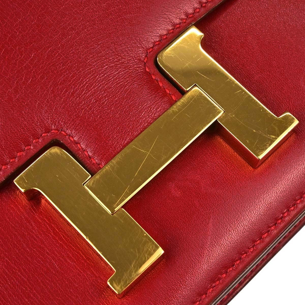 Hermes Constance Chamonix Red Leather Shoulder Bag Bag (Pre-Owned)