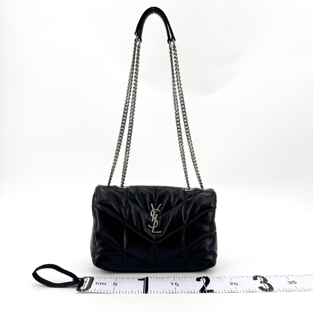 Saint Laurent Loulou Puffer Quilted Leather Black Leather Shoulder Bag Bag (Pre-Owned)