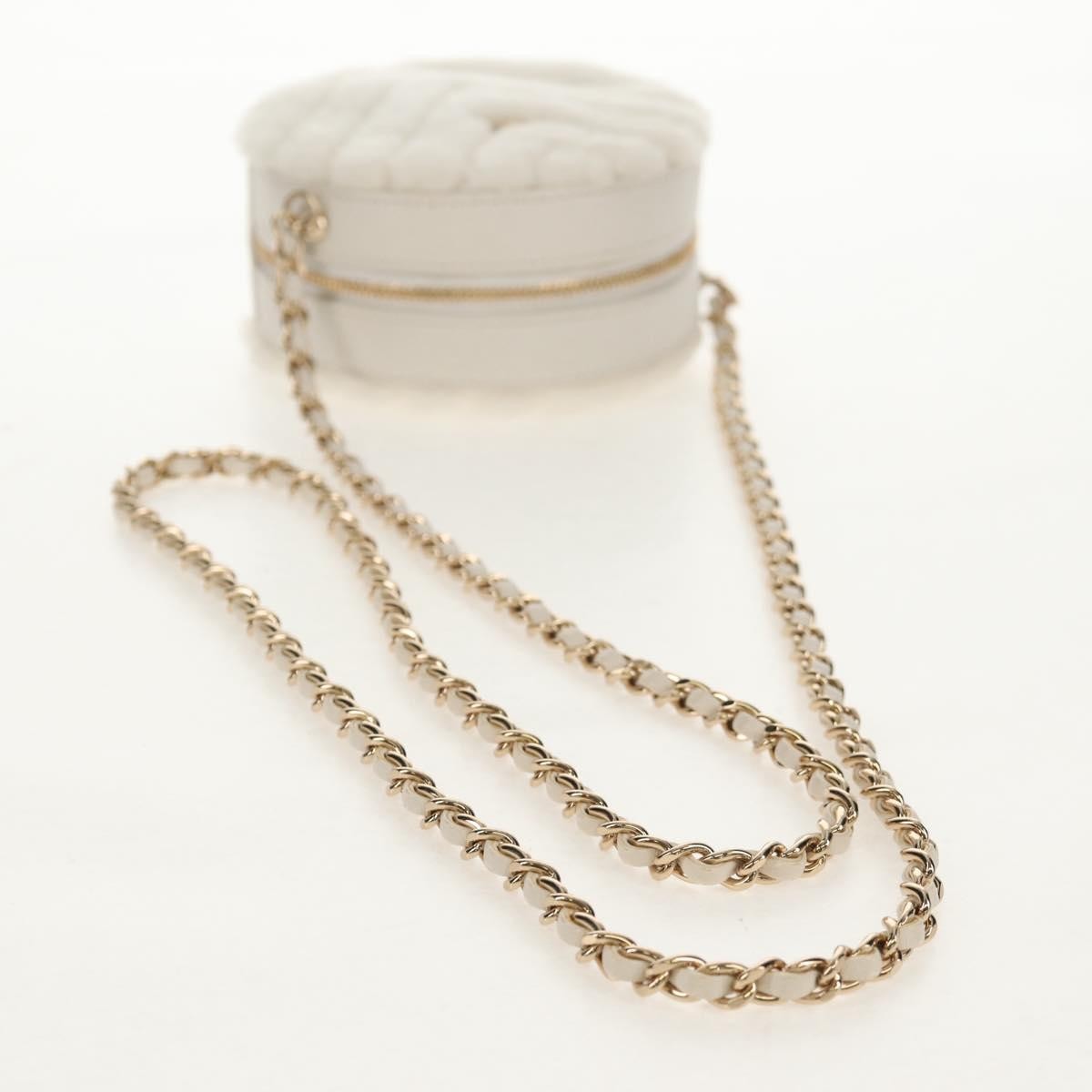 Chanel Round Clutch With Chain Chevron Shearling White Faux_Fur Clutche & Pouche Bag (Pre-Owned)