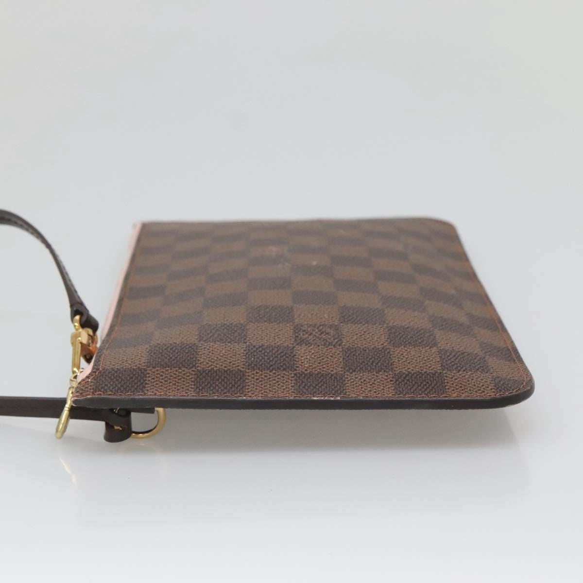 Louis Vuitton Neverfull Pochette Damier Ebene Brown Canvas Bag (Pre-Owned)