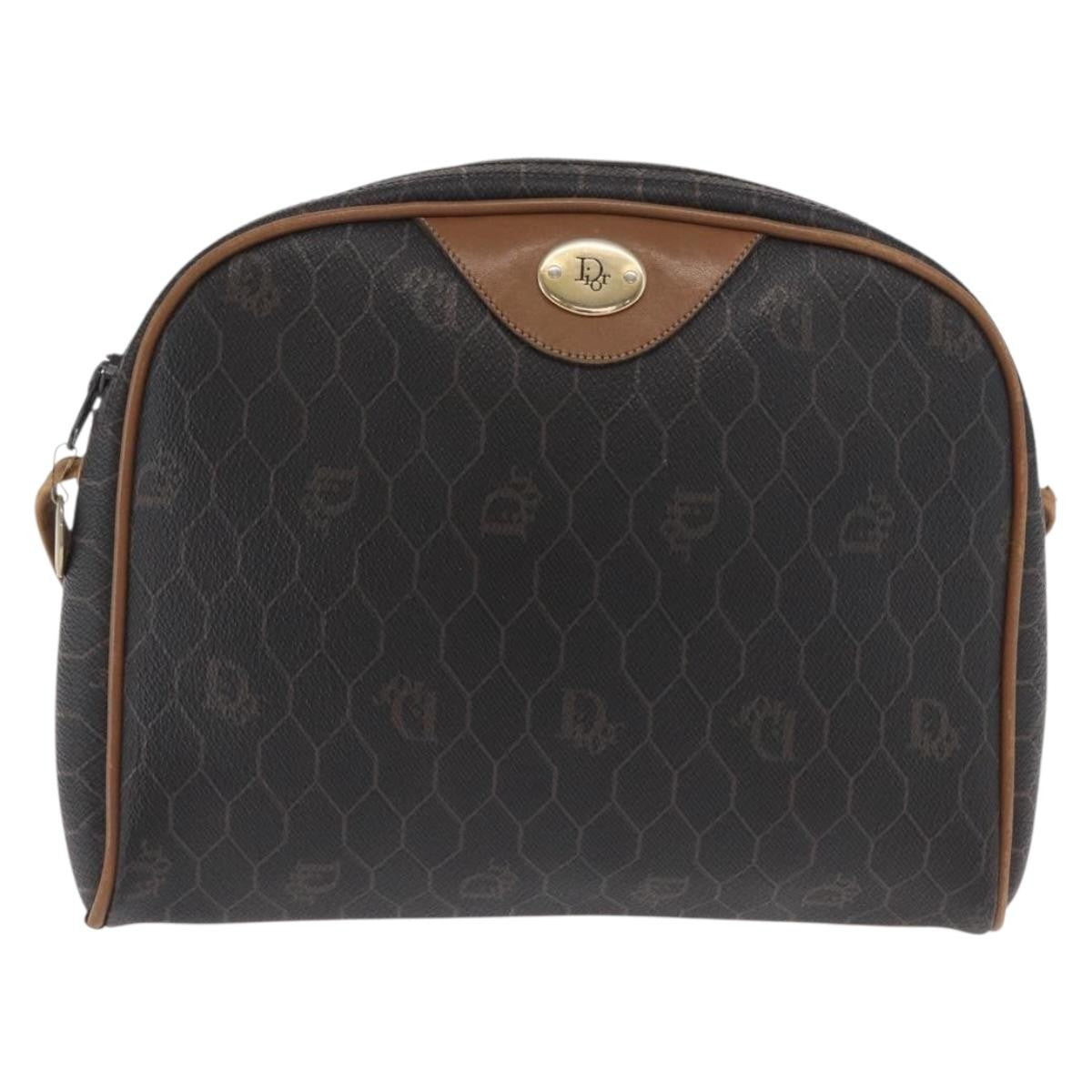 Christian Dior Vintage Honeycomb Canvas And Leather Black Canvas Shoulder Bag Bag (Pre-Owned)