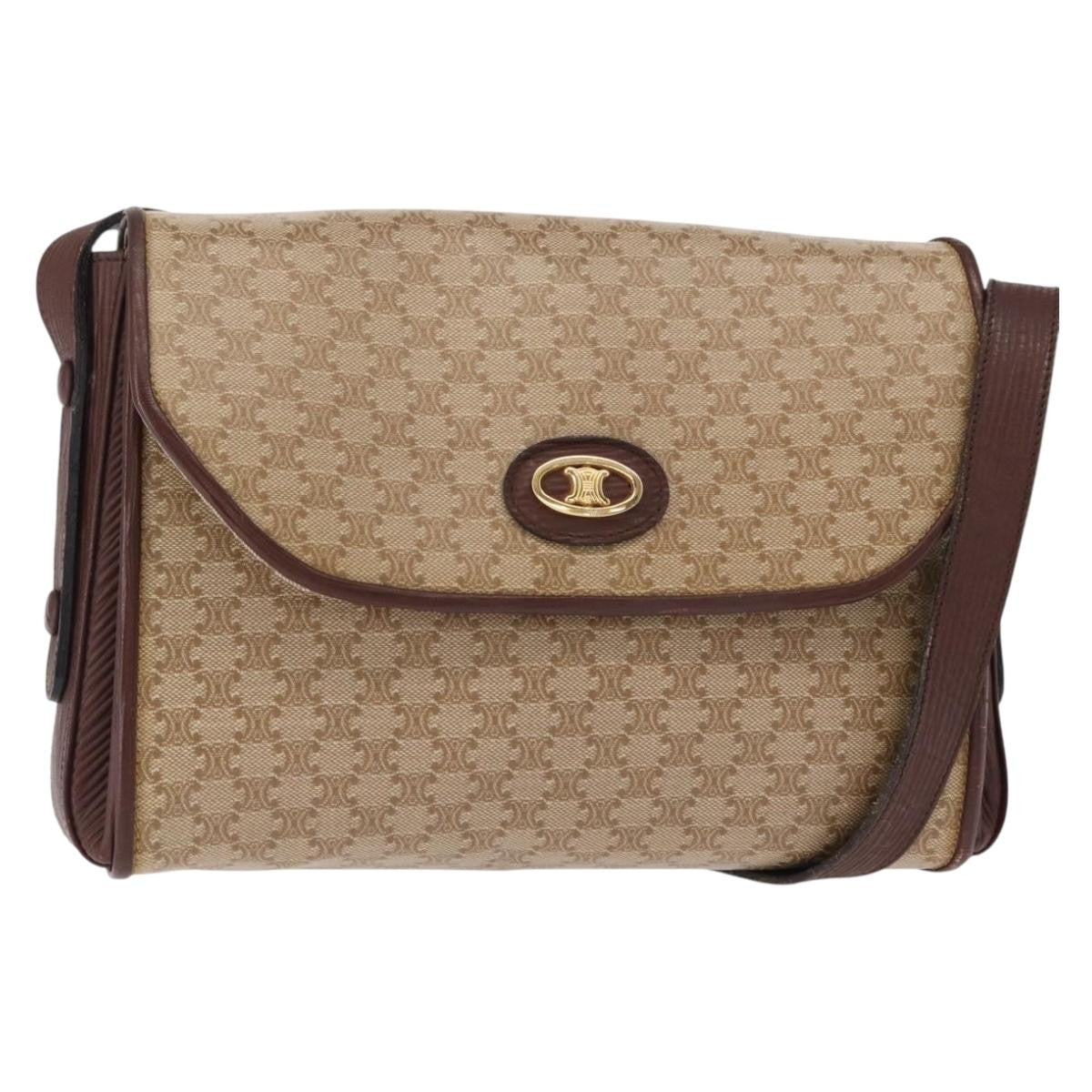 Celine Vintage Macadam Canvas And Leather Beige Canvas Shoulder Bag Bag (Pre-Owned)