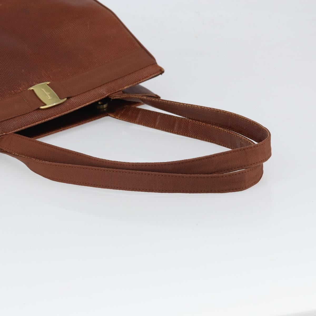 Salvatore Ferragamo Vala Tote Leather Brown Leather Tote Bag Bag (Pre-Owned)