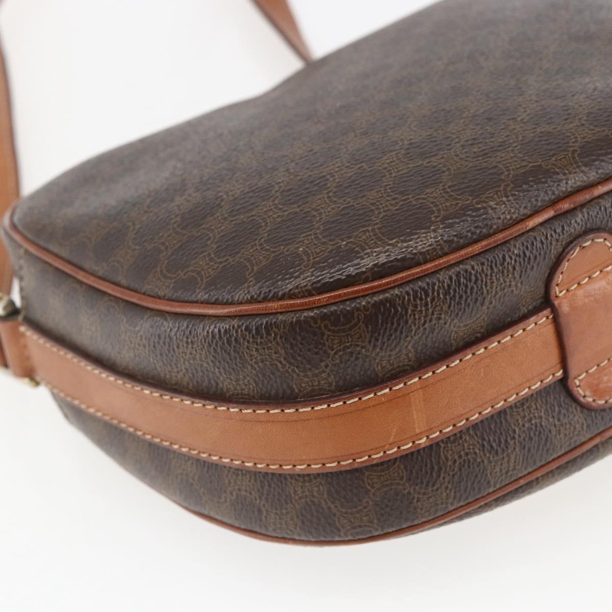 Celine Vintage Macadam Canvas And Leather Brown Canvas Shoulder Bag Bag (Pre-Owned)