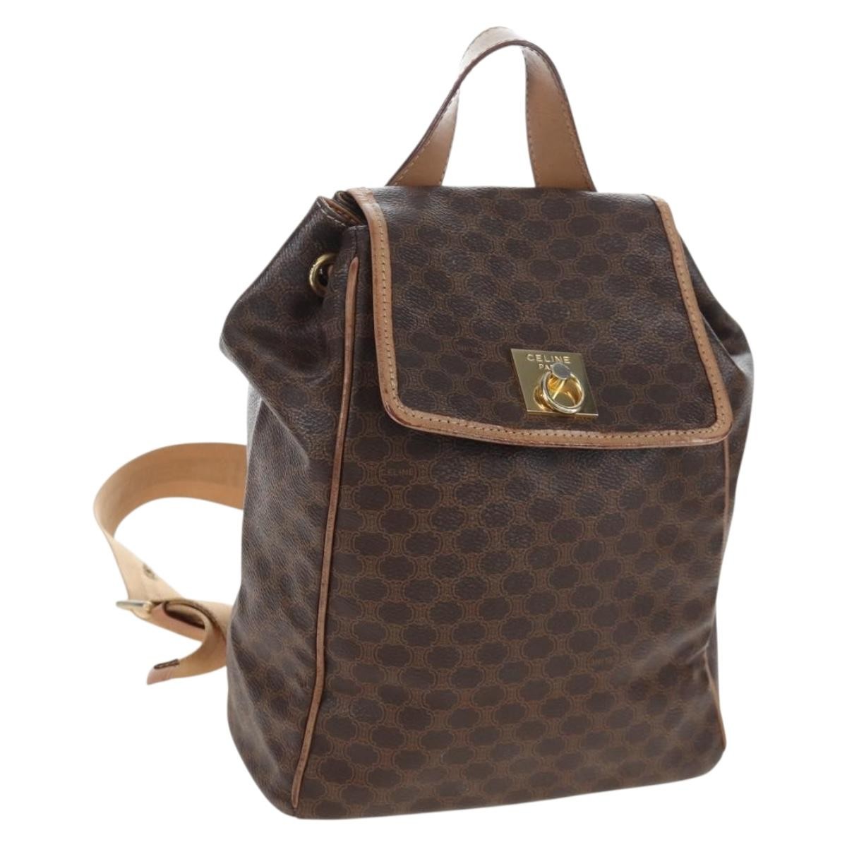 Celine Vintage Macadam Canvas Brown Canvas Backpack Bag (Pre-Owned)