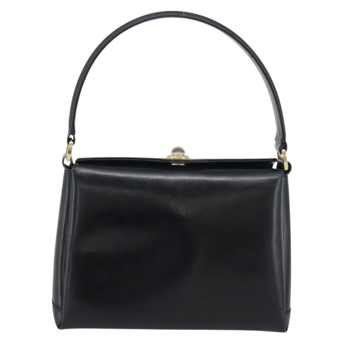 Gucci Vintage Convertible Box Leather Black Leather Handbag (Pre-Owned)