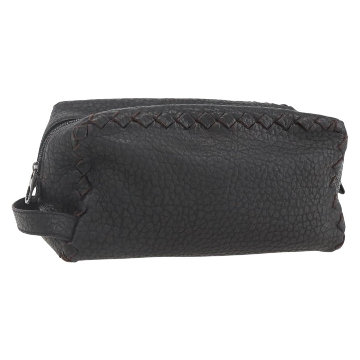 Bottega Veneta Zip Clutch Leather Brown Leather Clutche & Pouche Bag (Pre-Owned)