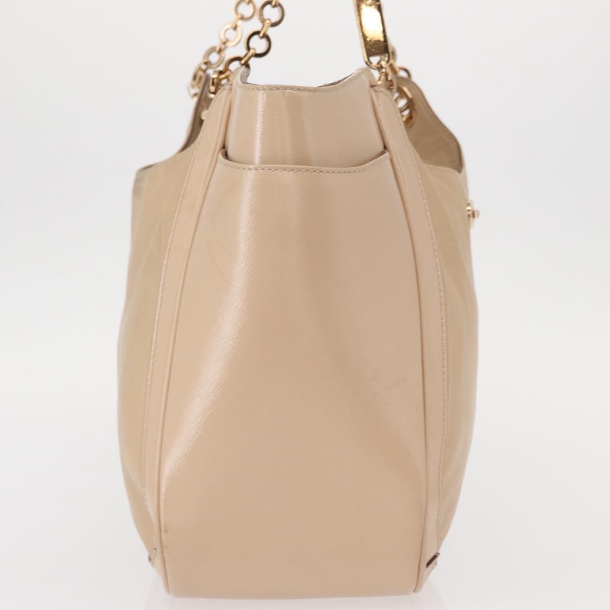 Salvatore Ferragamo Betulla Chain Leather Beige Leather Tote Bag Bag (Pre-Owned)
