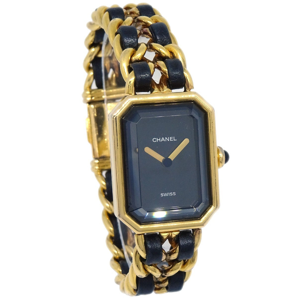 Chanel Premiere Rock Quartz Plated Metal And Leather Watch (Pre-Owned)