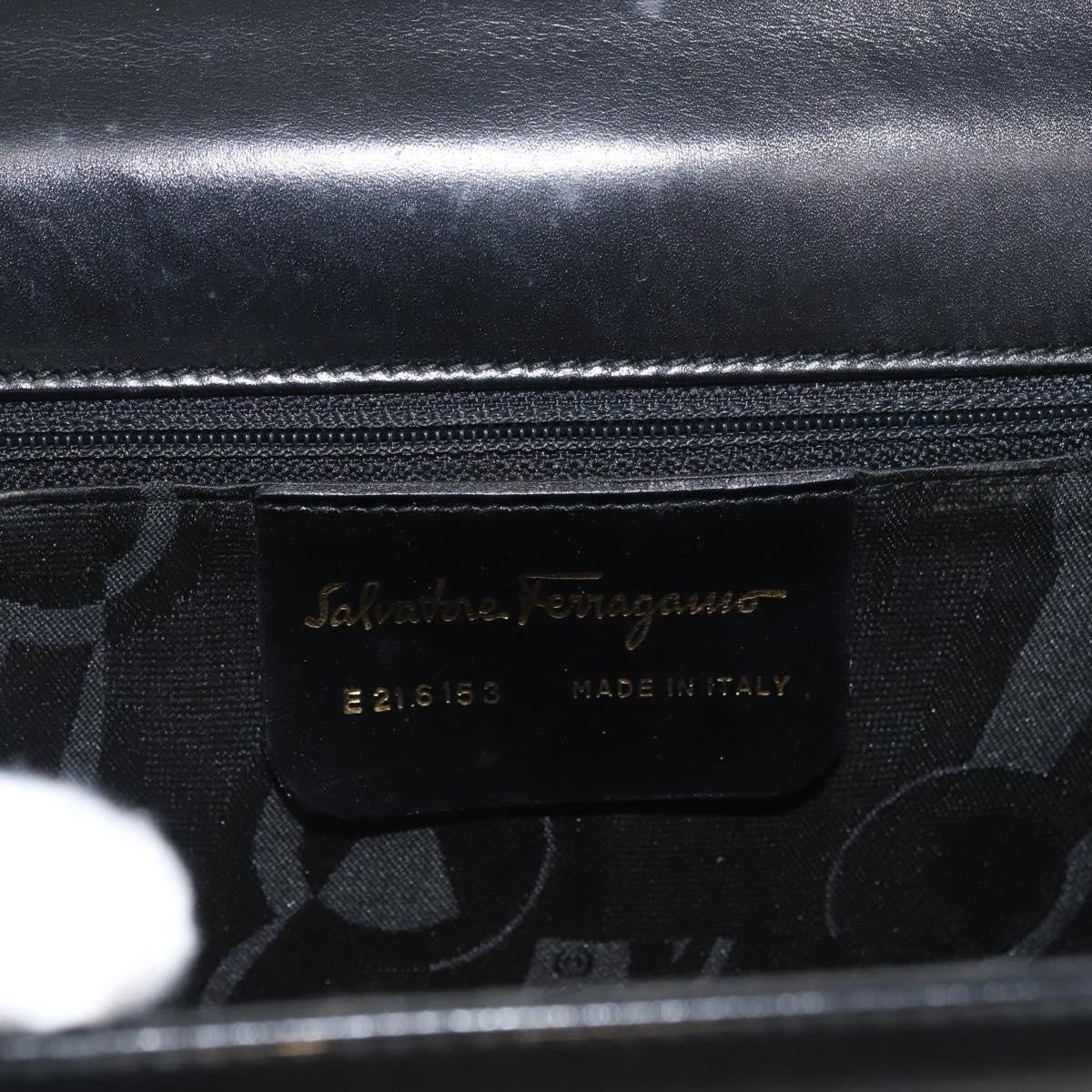 Salvatore Ferragamo Gancini Flap Leather Black Leather Shoulder Bag Bag (Pre-Owned)