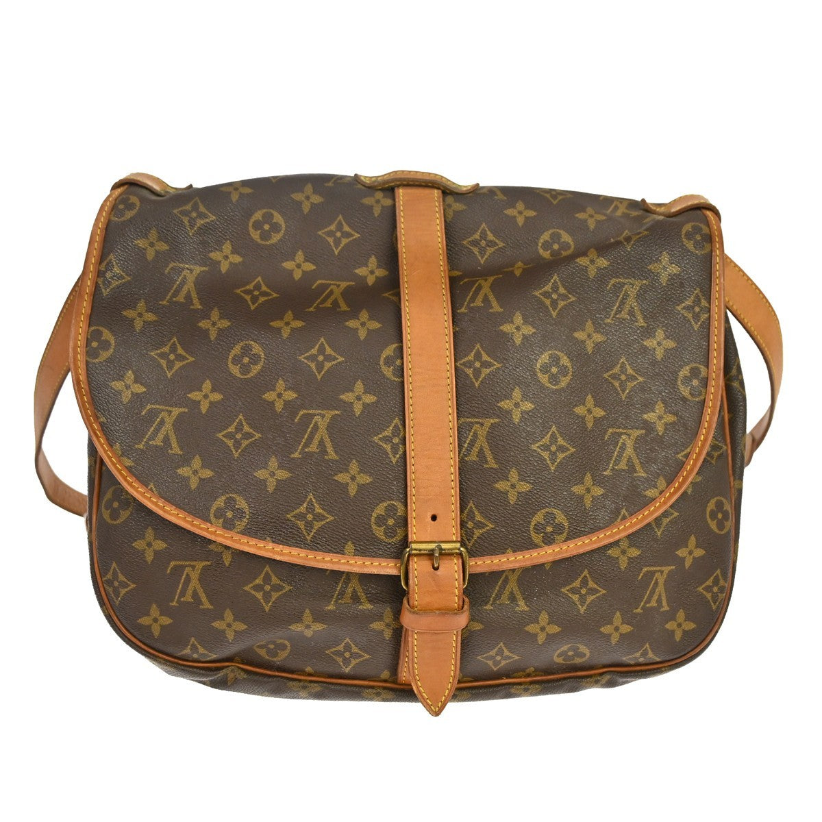 Louis Vuitton Saumur Monogram Brown Canvas Shoulder Bag Bag (Pre-Owned)