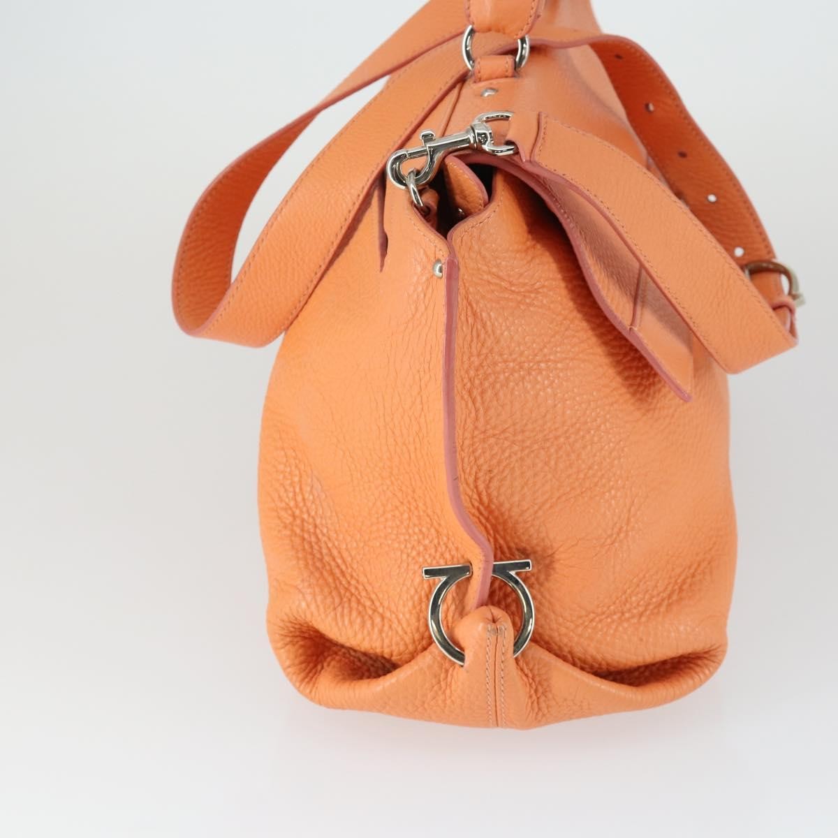 Salvatore Ferragamo Sofia Satchel Grainy Leather Orange Leather Handbag (Pre-Owned)