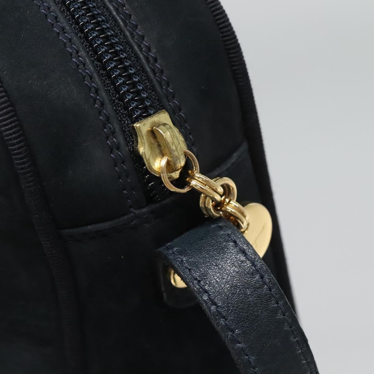 Salvatore Ferragamo Vara Bow Camera Leather Navy Suede Shoulder Bag Bag (Pre-Owned)
