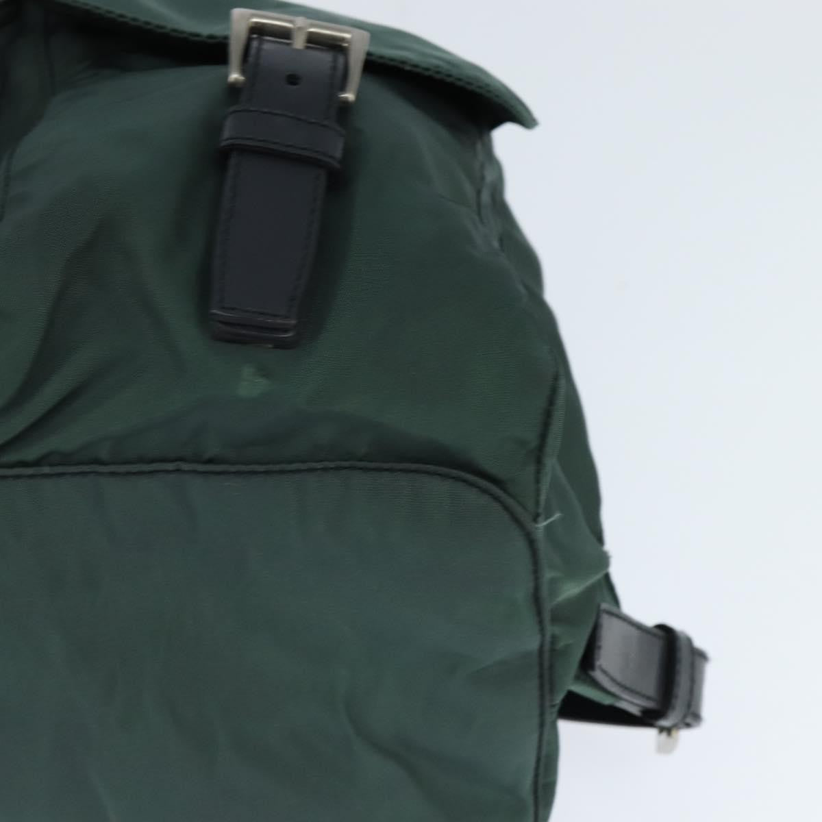 Prada Vela Double Front Pocket Tessuto With Saffiano Leather Khaki Nylon Backpack Bag (Pre-Owned)