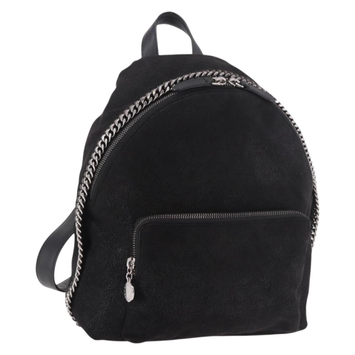 Stella Mccartney Falabella Front Zip Shaggy Deer Black Polyester Backpack Bag (Pre-Owned)