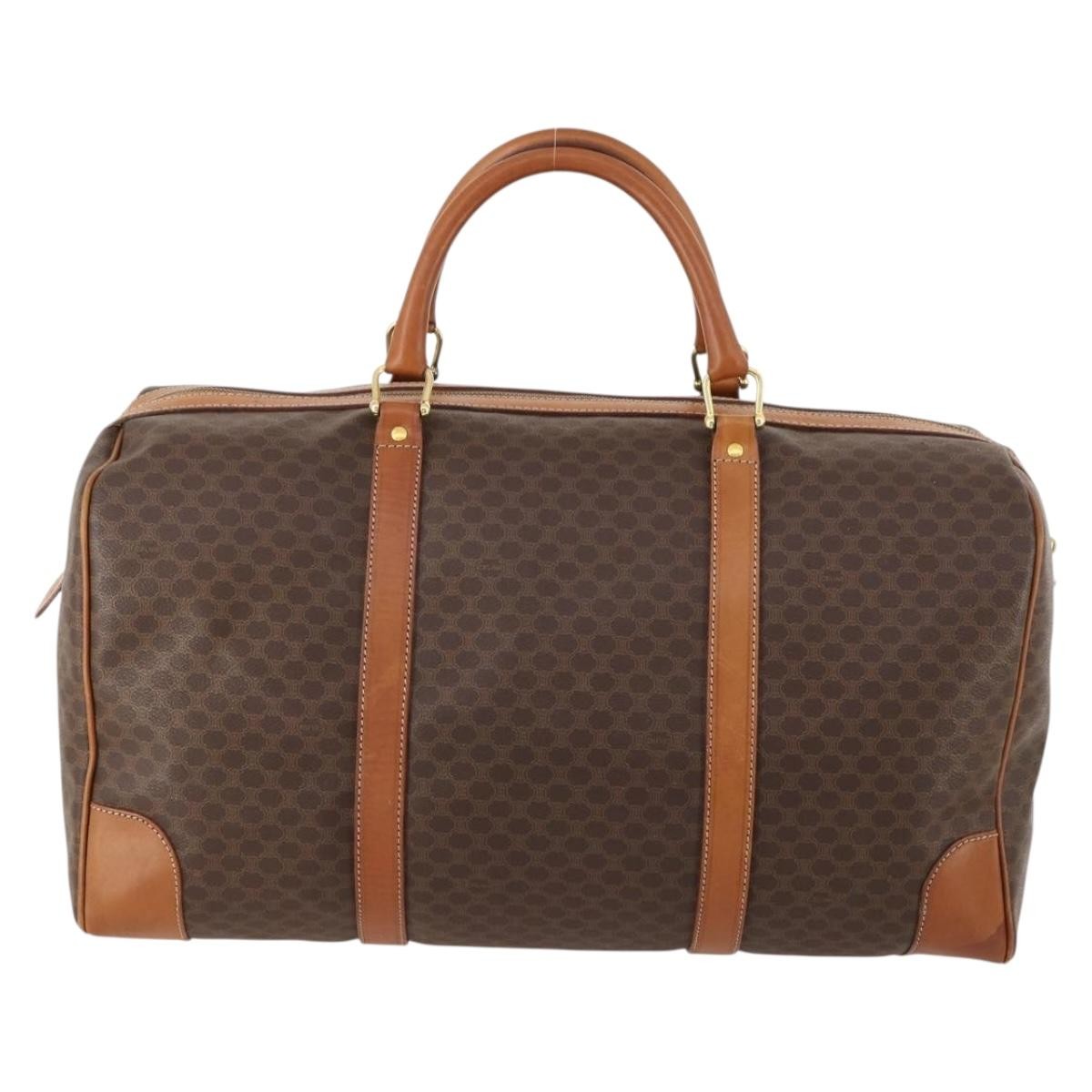 Celine Vintage Duffle Canvas And Leather Brown Canvas Travel Bag Bag (Pre-Owned)