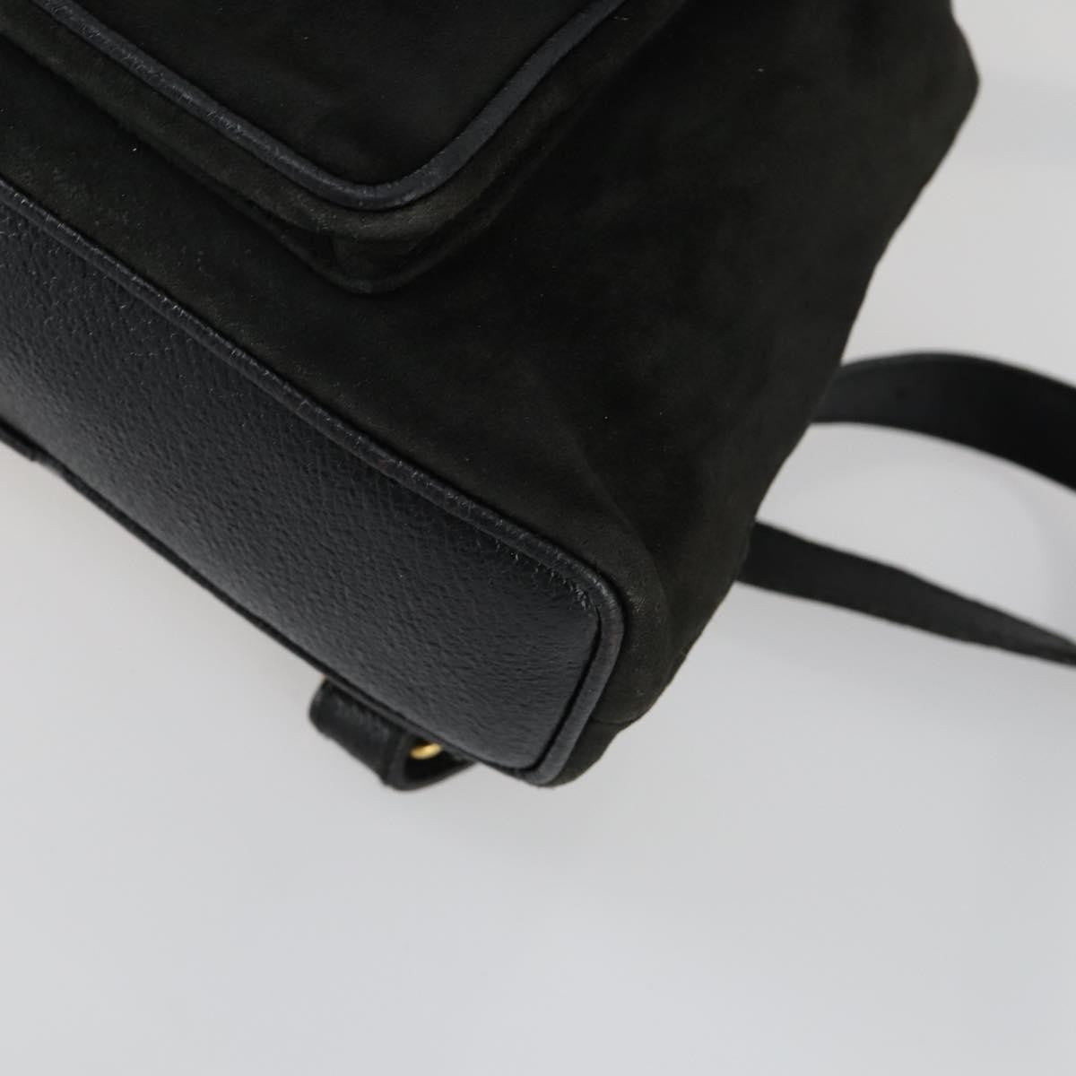 Gucci Vintage Bamboo Suede Black Leather Backpack Bag (Pre-Owned)