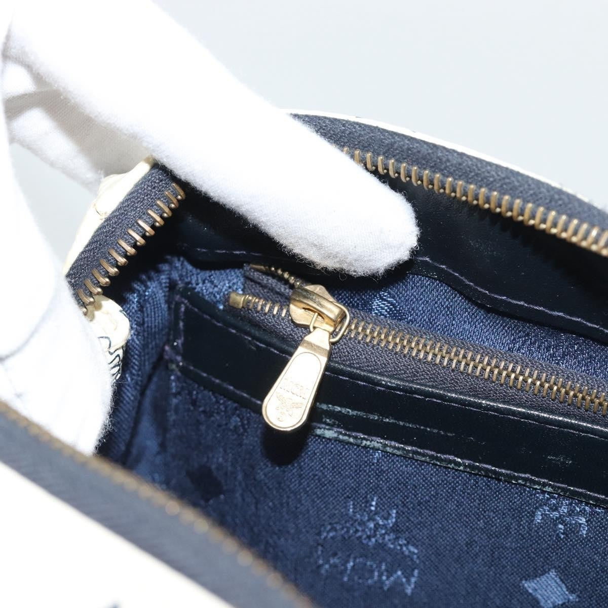 MCM Visetos Logogramme Leather White Leather Handbag (Pre-Owned)