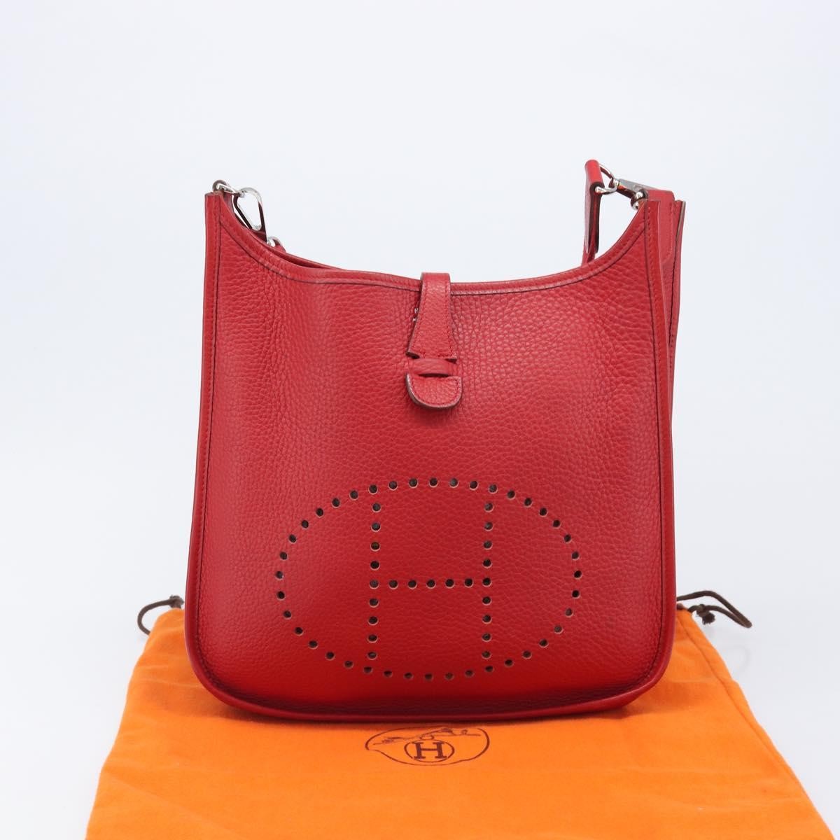 Hermes Evelyne Bag Gen Iii Clemence Red Leather Shoulder Bag Bag (Pre-Owned)