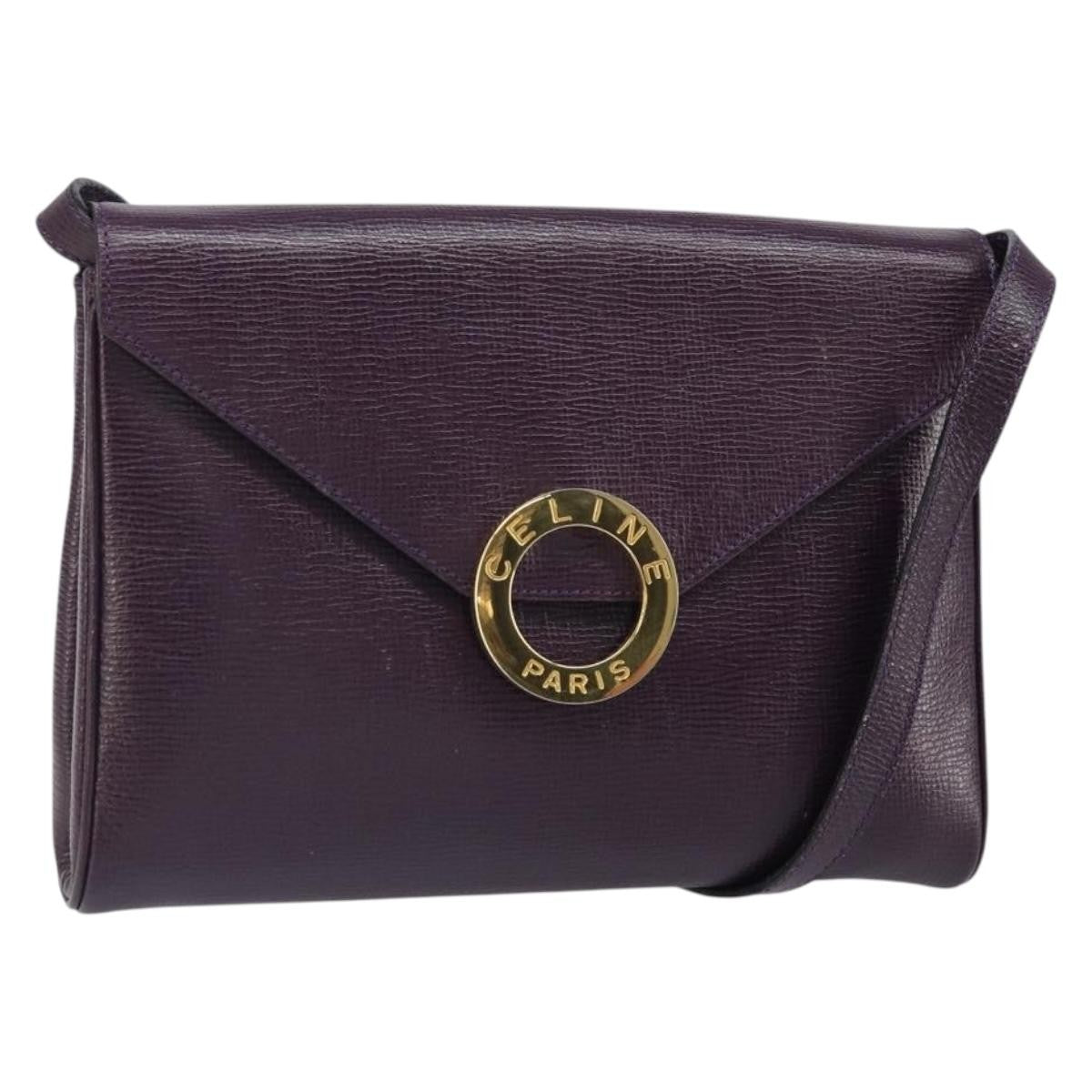 Celine Circle Logo Leather Purple Leather Shoulder Bag Bag (Pre-Owned)