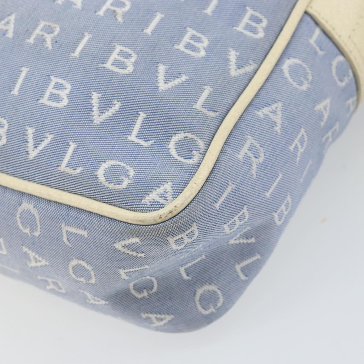 Bvlgari Logomania Canvas With Leather Blue Canvas Shoulder Bag Bag (Pre-Owned)