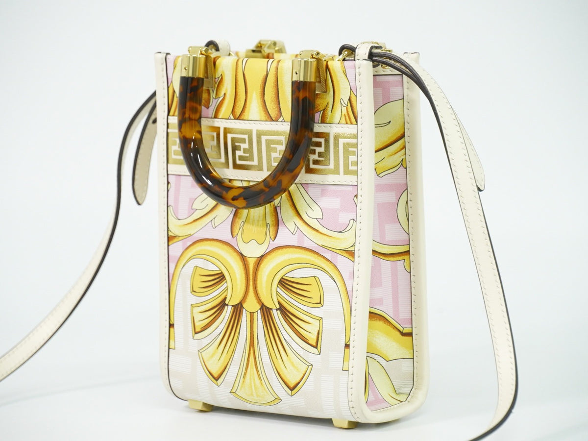Fendi X Versace Fendace Convertible Sunshine Shopper Printed Laminated Leather Multicolour Leather Tote Bag Bag (Pre-Owned)