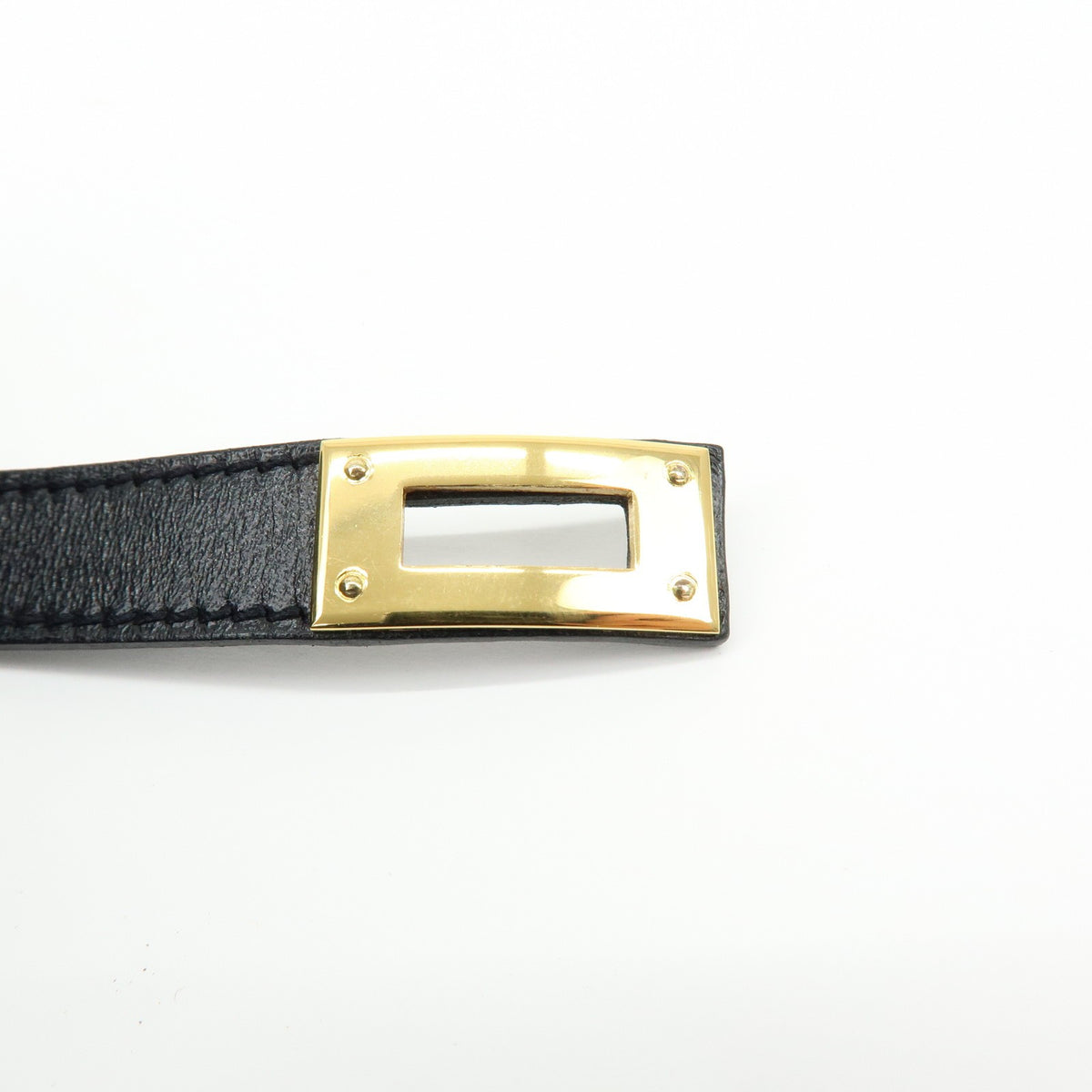 Hermes Kelly Double Tour Leather Black Leather Bracelet Jewelry (Pre-Owned)