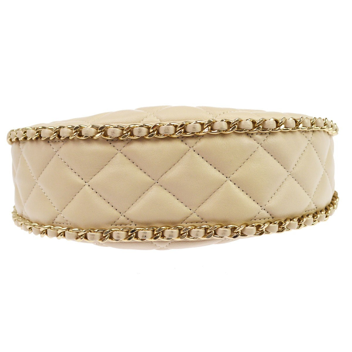Chanel Chain Around Hook Hobo Quilted Lambskin Beige Leather Shoulder Bag Bag (Pre-Owned)