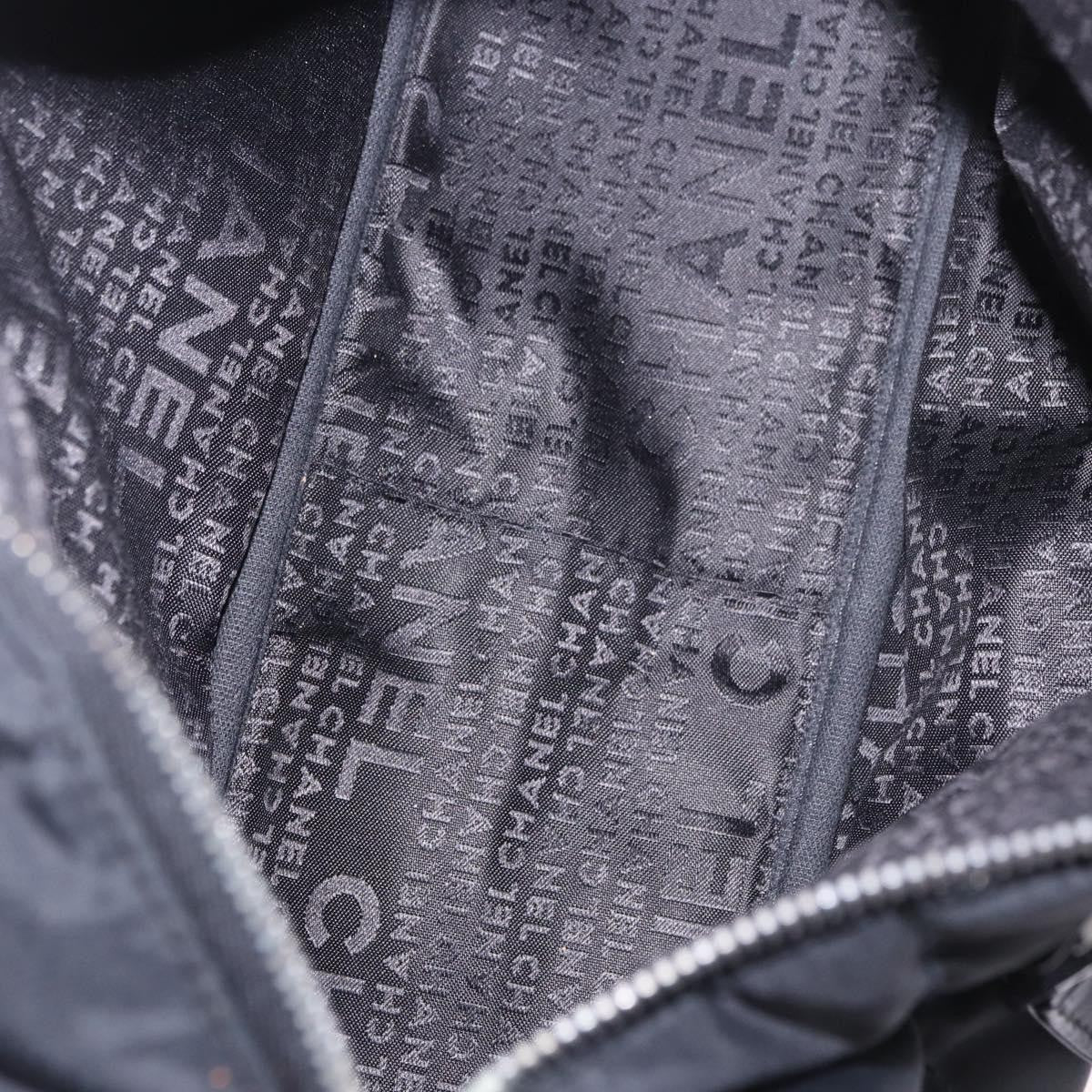 Chanel Square Stitch Boston Quilted Nylon Black Nylon Handbag (Pre-Owned)