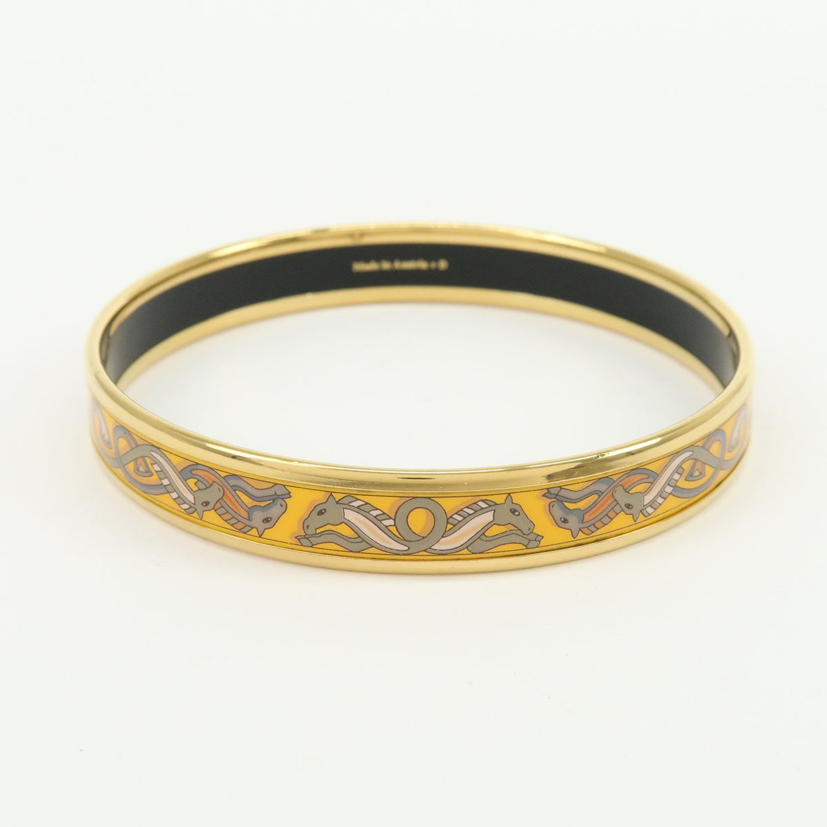 Hermes Bangle Printed Enamel Yellow Gold_Plated Bracelet Jewelry (Pre-Owned)