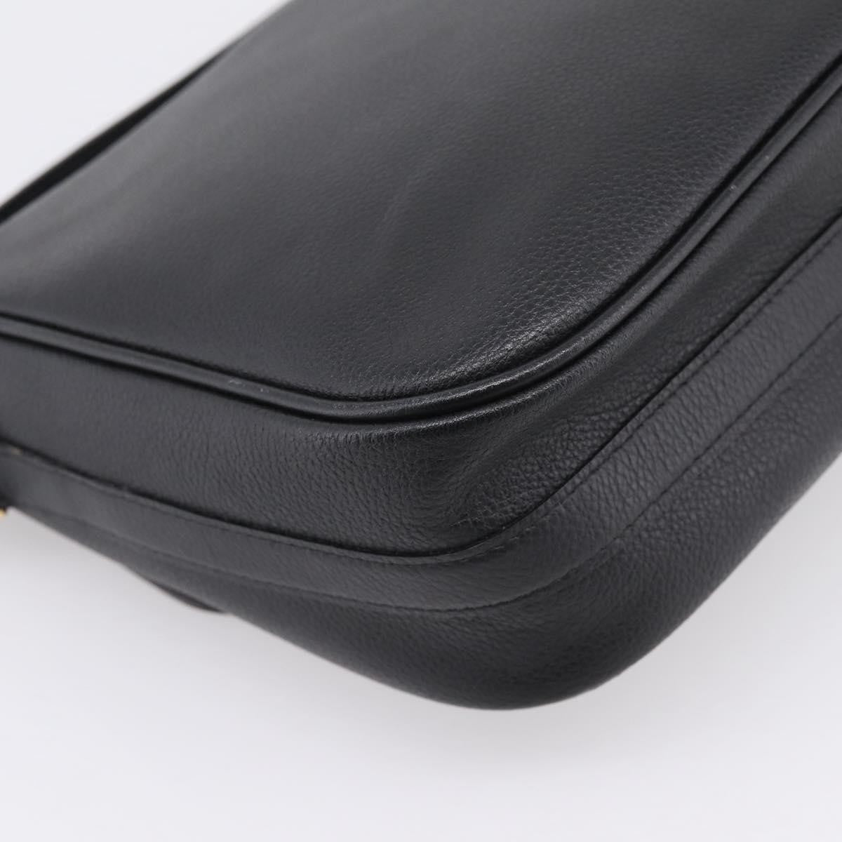 Saint Laurent Vintage Shoulder Bag Leather Black Leather Shoulder Bag Bag (Pre-Owned)