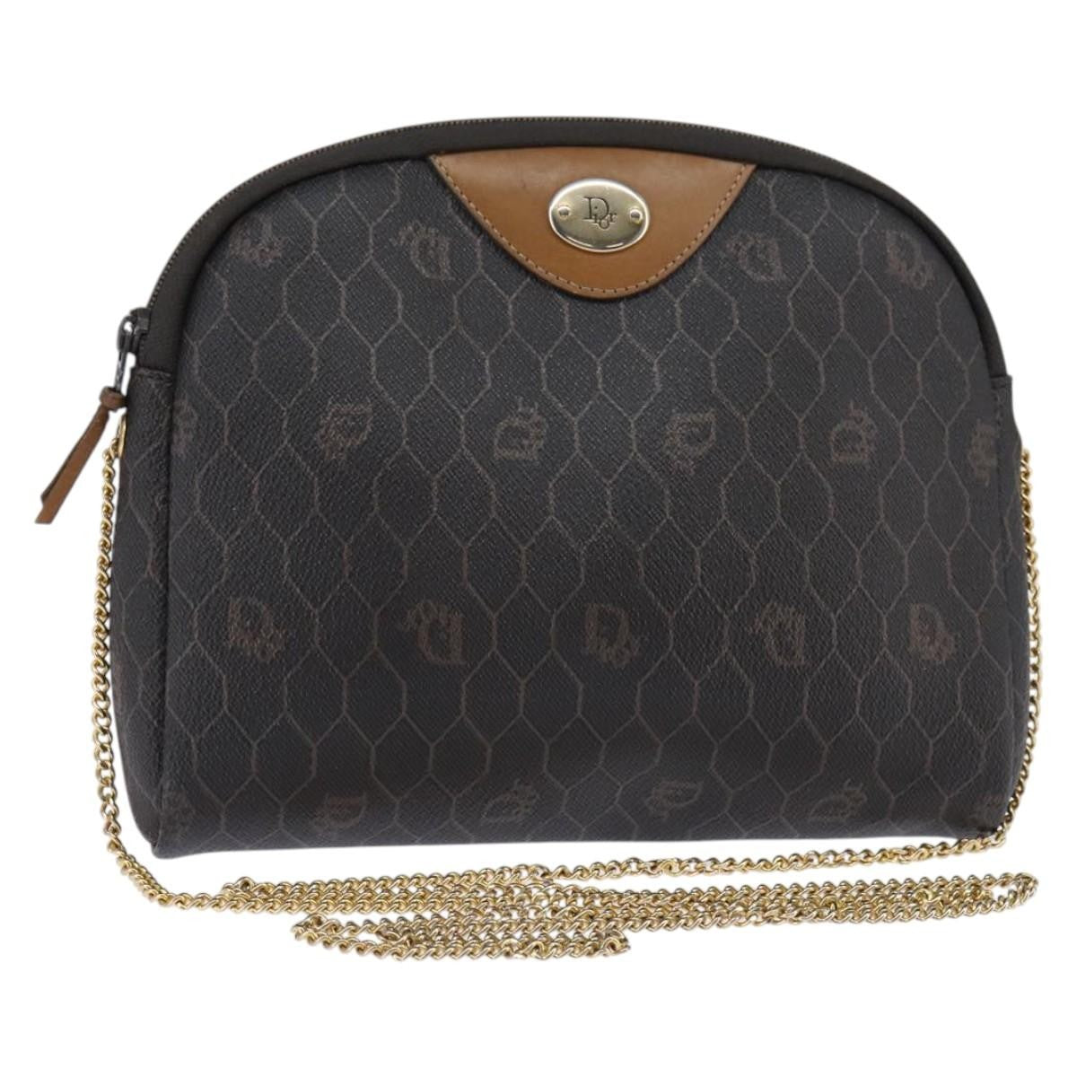 Christian Dior Vintage Honeycomb Zip Coated Canvas Black Canvas Shoulder Bag Bag (Pre-Owned)