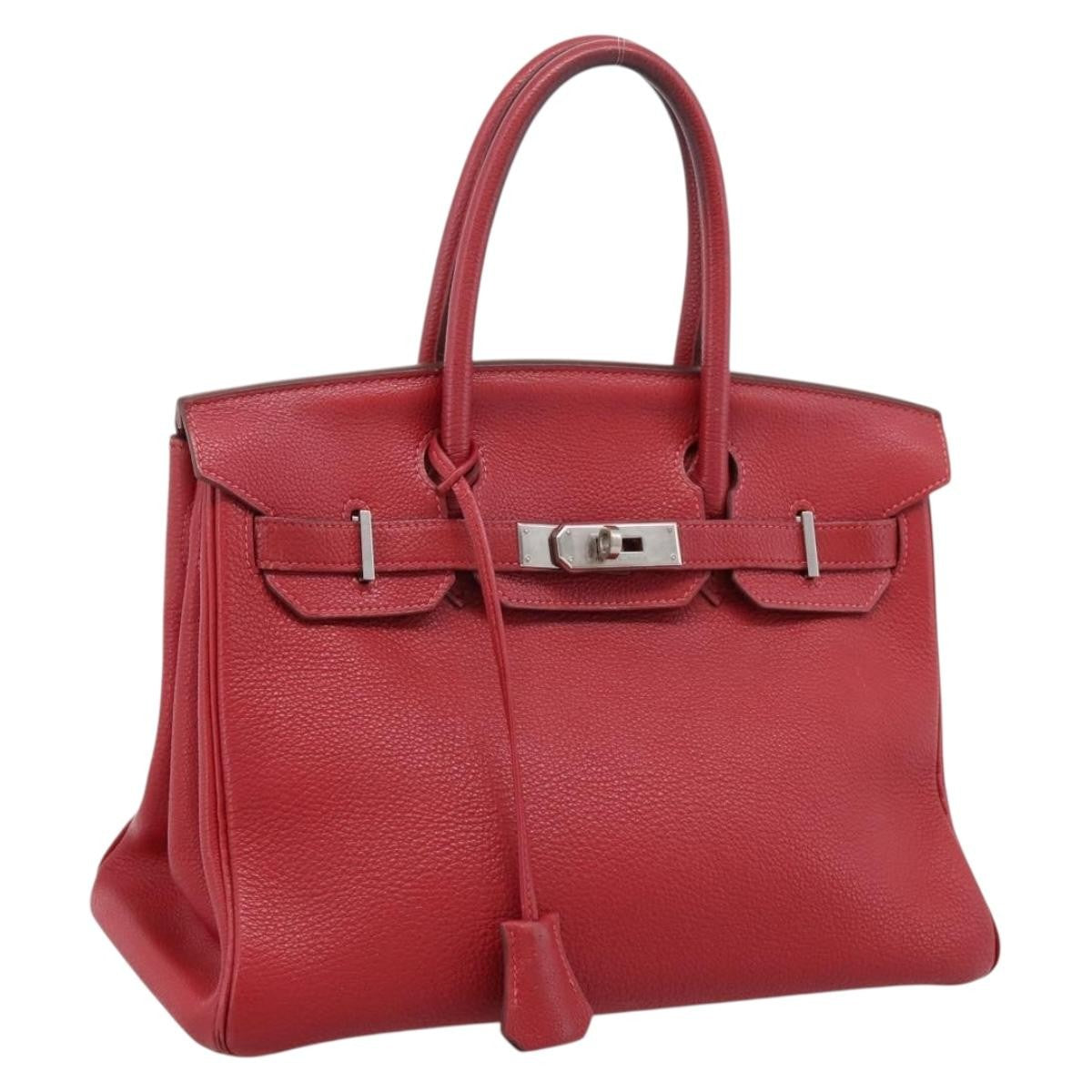 Hermes Birkin Red Togo With Palladium Hardware Red Leather Handbag (Pre-Owned)
