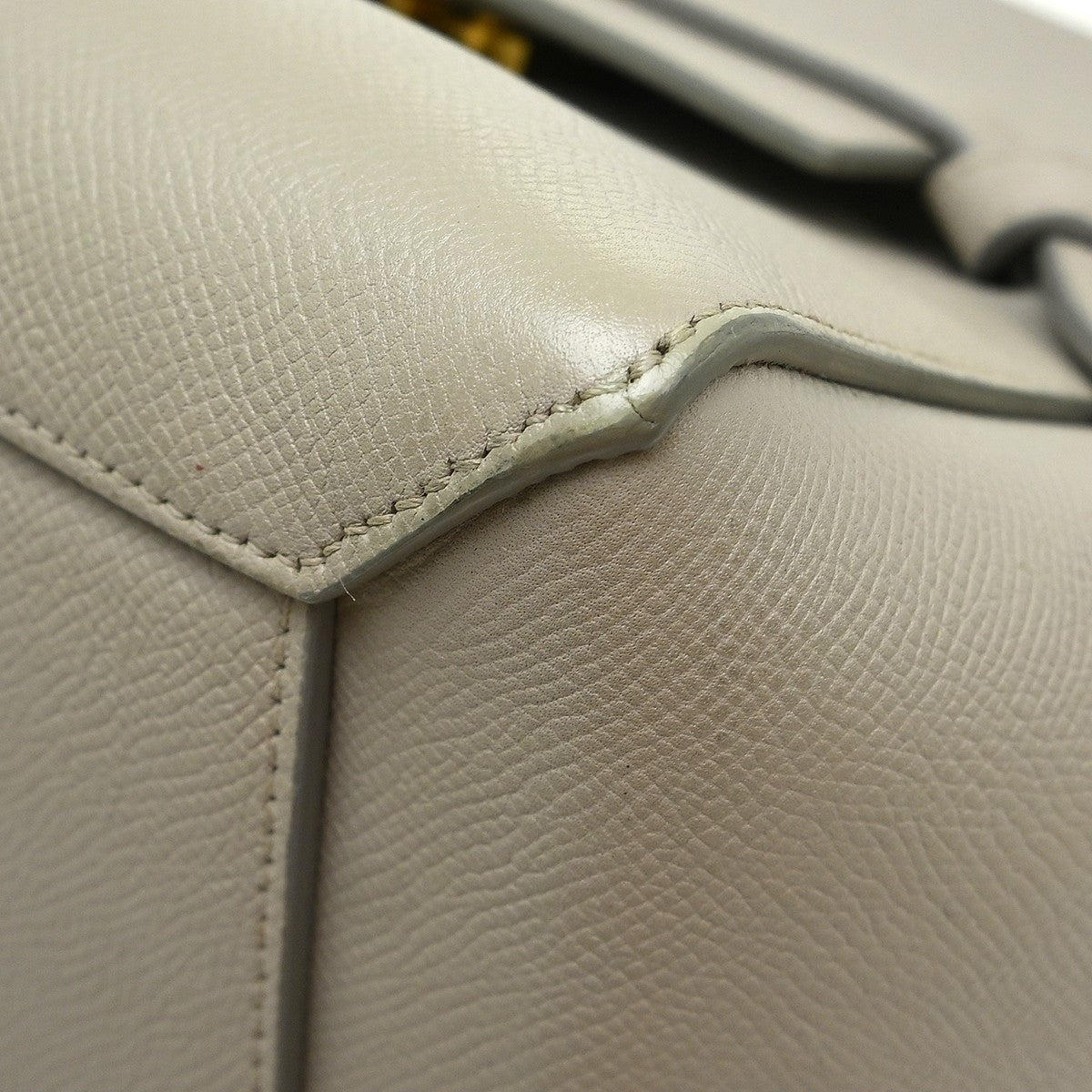 Celine Belt Textured Leather Gray Leather Handbag (Pre-Owned)