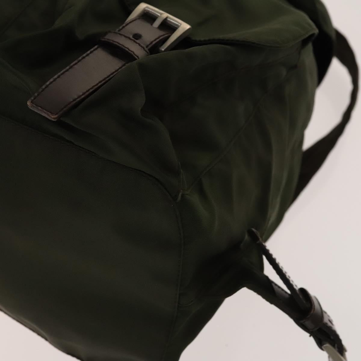Prada Vela Double Front Pocket Tessuto With Saffiano Leather Khaki Nylon Backpack Bag (Pre-Owned)