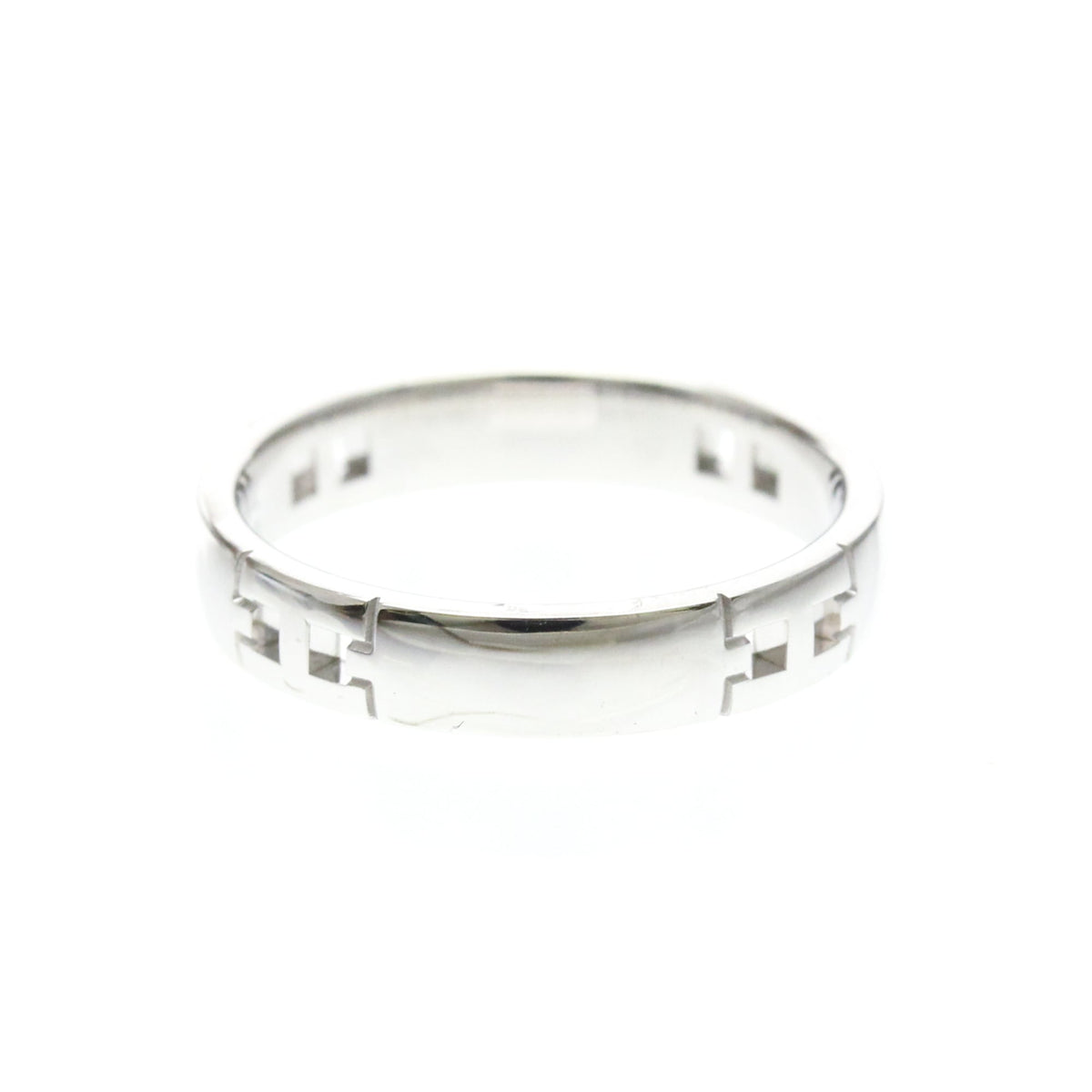 Hermes Hercules 18K White Gold Silver White_Gold Ring Jewelry (Pre-Owned)