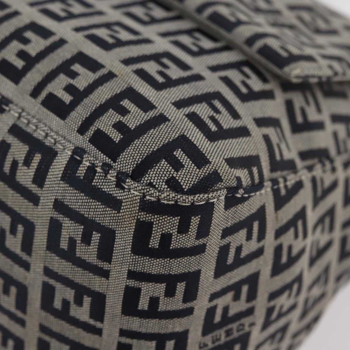 Fendi Baguette Zucchino Canvas Navy Canvas Handbag (Pre-Owned)